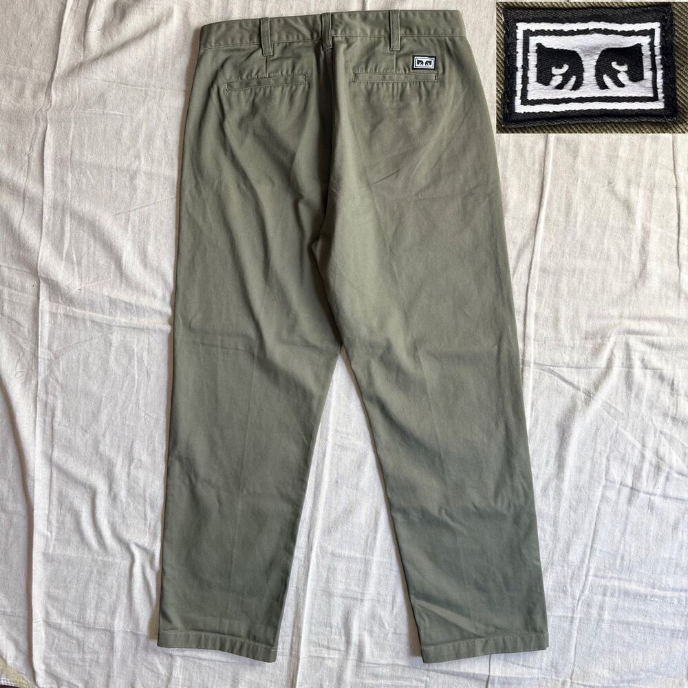Obey Pants Men's 34X31 Olive Green Chinos Andre the Giant Shepard Fairey New